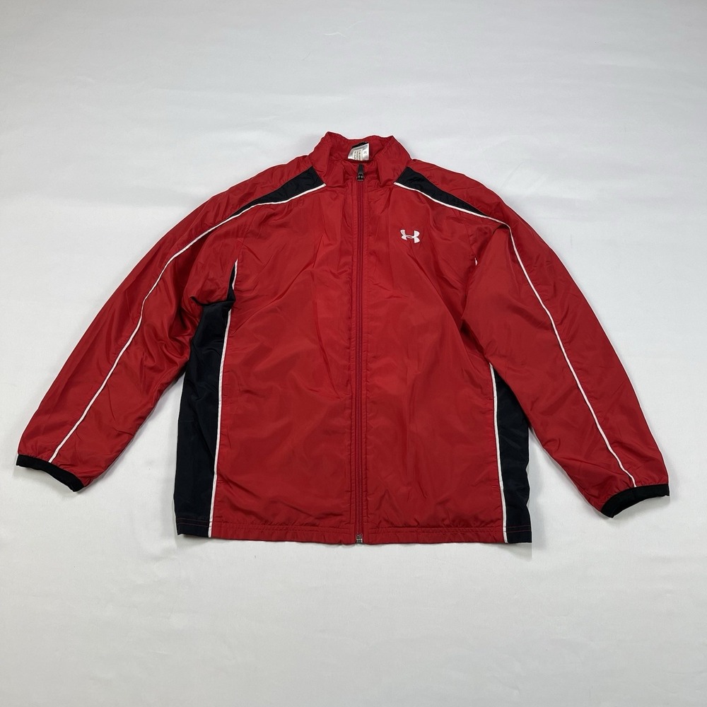Under Armour Boys Youth Red & Black Zip Up Jacket Size YLG